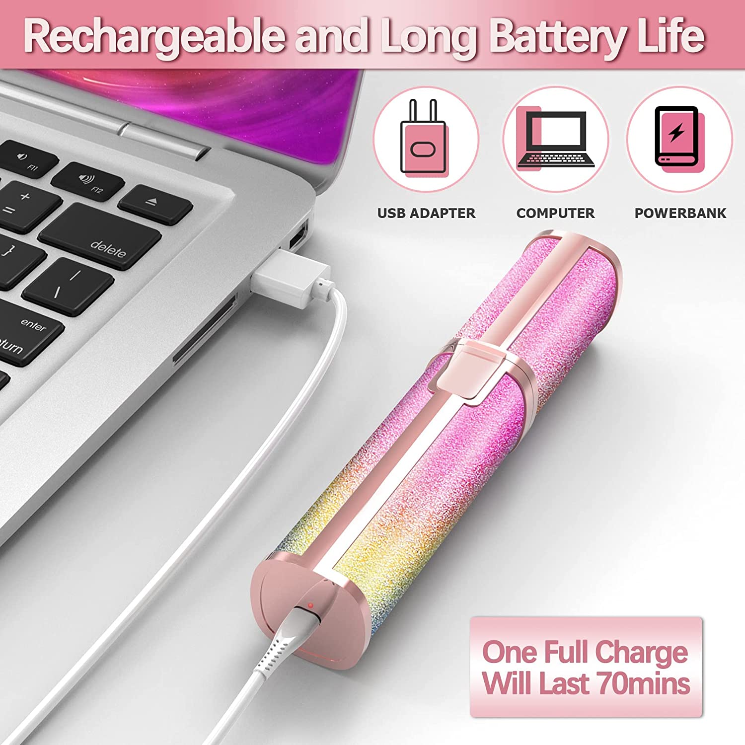 Maywiyi Eyebrow Razor,Facial Hair Removal for Women,2 in 1 Trimmer and Epilator Painless Hair Remover Rechargeable Face Shaver for Peach Fuzz , Lips, Chin, Arms with LED Light - Image 5